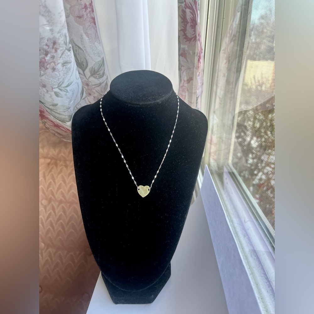 Necklace 925 two tone with gold plated heart pendant. 15” to 18” jewelry